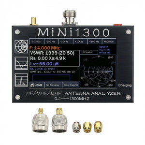 HamGeek Mini1300 0.1-1300MHz HF/VHF/UHF Antenna Analyzer with 4.3" Touch Screen Aluminum Alloy Shell