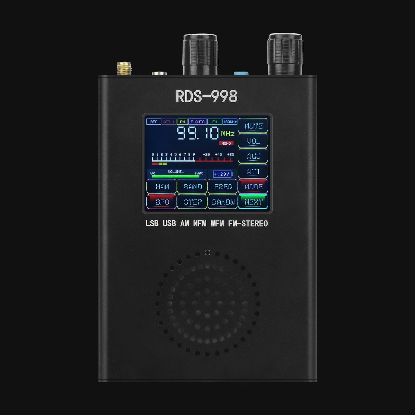 HamGeek RDS-998 FM MW LW SW SSB Radio Receiver USB LSB BFO Ham Radio Receiver w/ Color Touch Screen