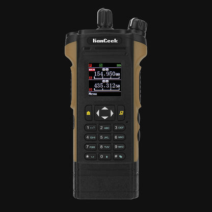 HAMGEEK APX-8000 Brown 12W 128CH Dual Band Radio VHF UHF Walkie Talkie Dual PTT & Duplex